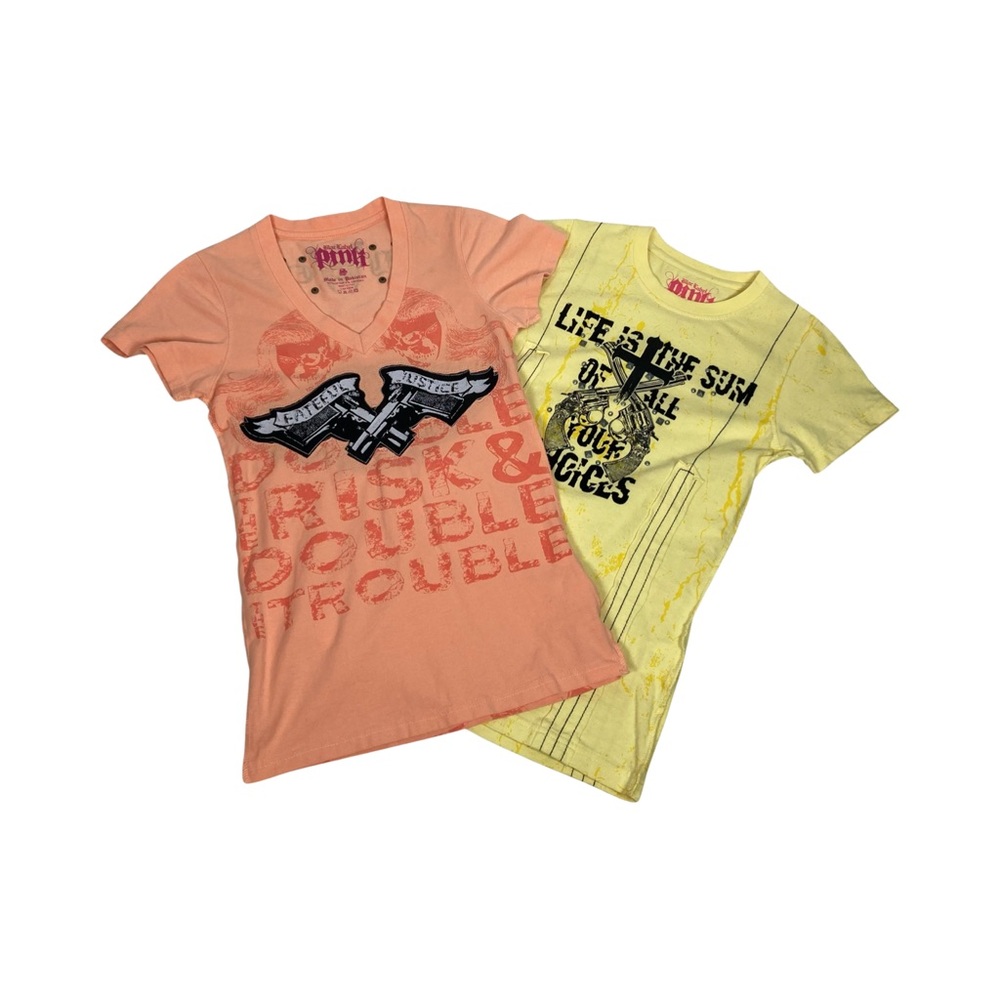 Blac Label Womens Lot Of 2 Short Sleeve Tees Juniors Size S 1 Crew & 1 V-neck